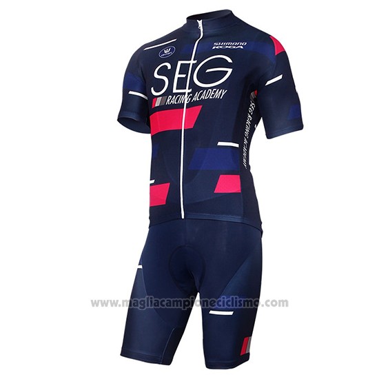 2017 Abbigliamento Ciclismo SEG Racing Academy Blu e Rosso Manica Corta e Salopette